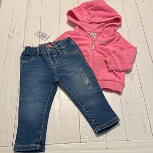 12-18m Juicy Couture pink and gold bring back and NWT child’s place jeans